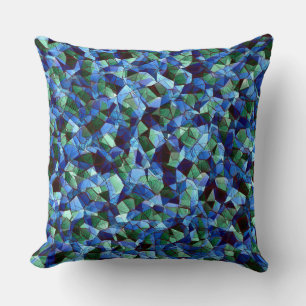 Die Messy aus grün und blau unregelmäßigem Mosaik Kissen