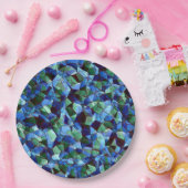 Die Messy aus grün und blau unregelmäßigem Mosaik Pappteller (Party)