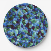 Die Messy aus grün und blau unregelmäßigem Mosaik Pappteller (Vorderseite)