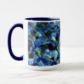 Die Messy aus grün und blau unregelmäßigem Mosaik  Tasse (Links)