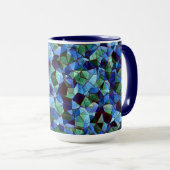 Die Messy aus grün und blau unregelmäßigem Mosaik Tasse (VorderseiteRechts)