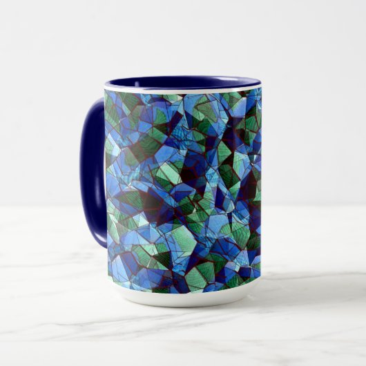 Die Messy aus grün und blau unregelmäßigem Mosaik  Tasse (Vorderseite Links)