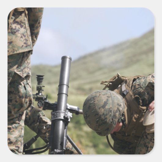 Die Methode der direkten Entfeuerung von Mörsern Quadratischer Aufkleber (Vorderseite)