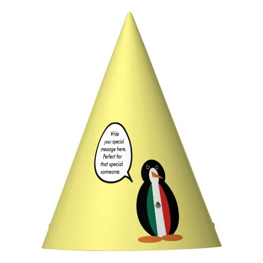 Die mexikanische Flagge spricht Frau Pinguin Party Partyhütchen (Vorderseite)