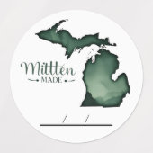 Die Michigan-Canning-Etiketten "Mitten Made" Etiketten (Design 1)