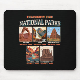 Die Mighty Five Nationalparks Outdoor-Wander-Campi Mousepad