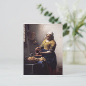 Die Milchmädchen von Johannes Vermeer Postkarte (Stehend Vorderseite)