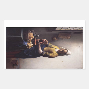 Die Milchmädchen von Johannes Vermeer Rechteckiger Aufkleber