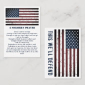 Die Militärflagge eines Soldaten im Gebet Visitenkarte (Vorne/Hinten)