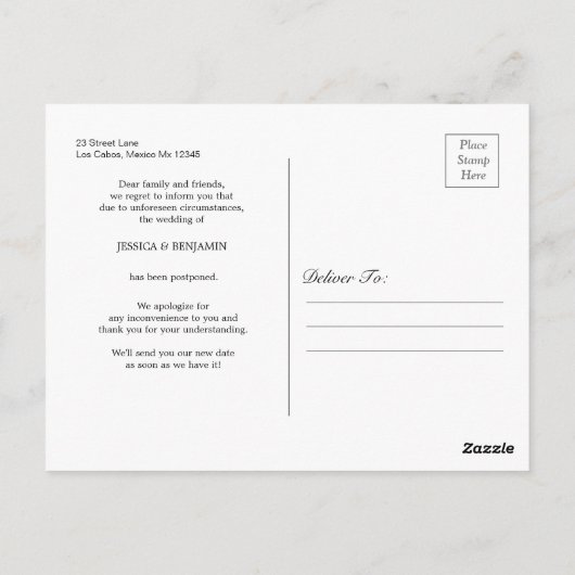 Die minimale Liebe ist der Patient aufgeschoben Postkarte (Rückseite)