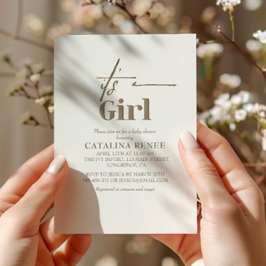 Die Minimalistische Baby-Dusche mit Girl Chic Gold Einladung