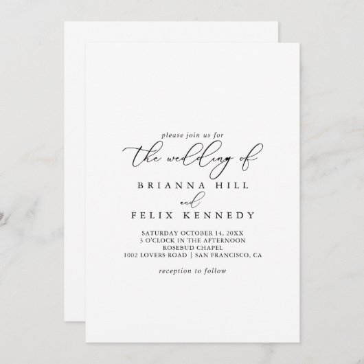 Die Minimalistische Hochzeit von Einladung (Vorne/Hinten)