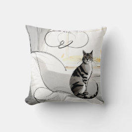 Die minimalistische Katze zeitgenössisch trendy mo Kissen