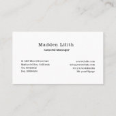 Die Minimalistische Schriftart Business Card Visitenkarte (Rückseite)