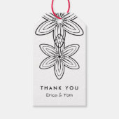 Die minimalistischen Blume in Schwarz-Weiß-Retro Geschenkanhänger (Vorderseite)