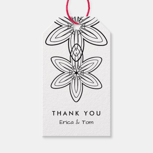 Die minimalistischen Blume in Schwarz-Weiß-Retro Geschenkanhänger (Vorderseite)