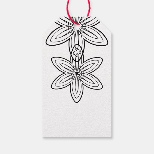 Die minimalistischen Blume in Schwarz-Weiß-Retro Geschenkanhänger (Rückseite)