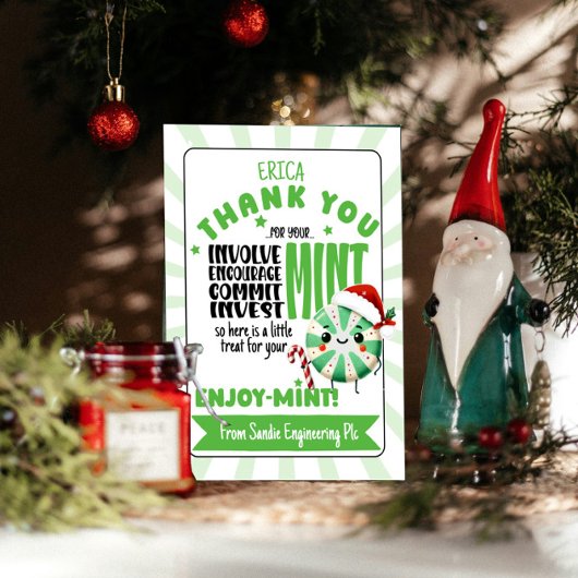 Die Mint Holiday Card mit Individuelle Name zum Fe Dankeskarte