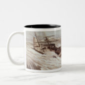 Die Mississippi-Dampf-Fregatte in einem Taifun Zweifarbige Tasse (Links)