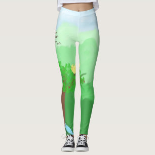 Die mit Acrylfarben bemalte Natur Leggings