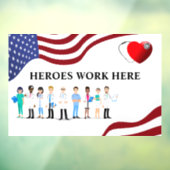 Die Mitarbeiter des Krankenhauses arbeiten hier mi Fensteraufkleber (Blatt 3)