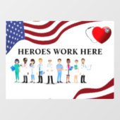 Die Mitarbeiter des Krankenhauses arbeiten hier mi Fensteraufkleber (Blatt)