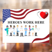 Die Mitarbeiter des Krankenhauses arbeiten hier mi Fensteraufkleber (Blatt 2)