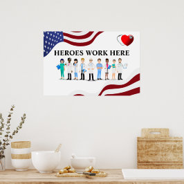 Die Mitarbeiter des Krankenhauses arbeiten hier mi Poster