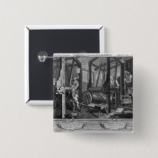 Die Mit'Lehrlinge an ihren Webstühlen Button (Vorne & Hinten)