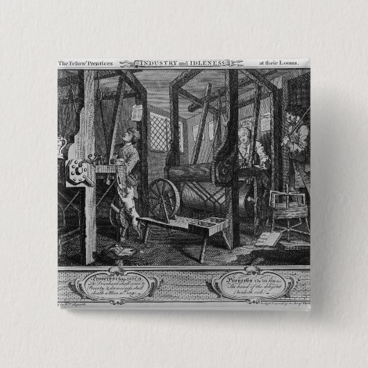 Die Mit'Lehrlinge an ihren Webstühlen Button (Vorderseite)