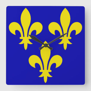 Die mittelalterliche Flagge Frankreichs Quadratische Wanduhr