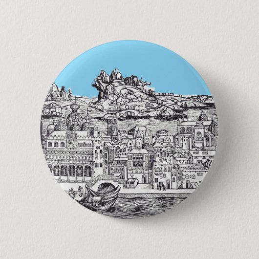 Die mittelalterliche Stadt Venedig in Italien Button (Vorderseite)