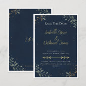 Die Mitternachts-Gala Luxus Navy Save The Date (Vorne/Hinten)