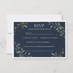 Die Mitternachts-Gala-Navy-Hochzeits-RSVP RSVP Karte