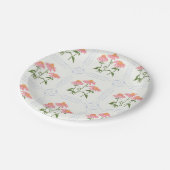 Die Möbel sind rosa, blau und grün. Pappteller (Schrägansicht)