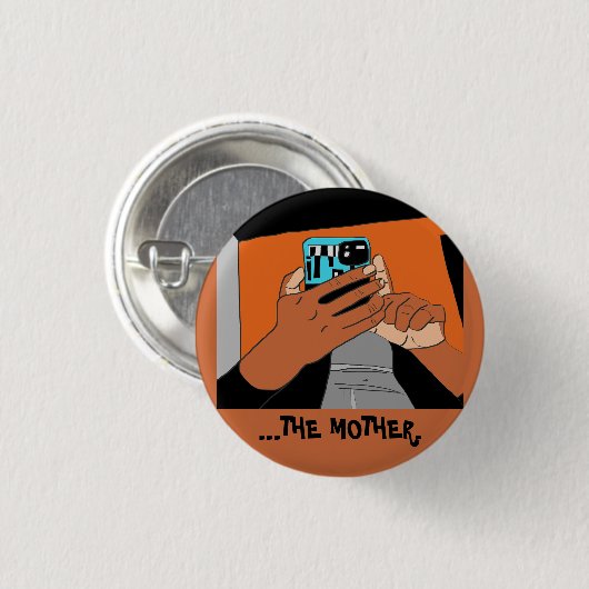 Die mobilen Hände der Mutter Cyan Orange Black Button (Vorne & Hinten)