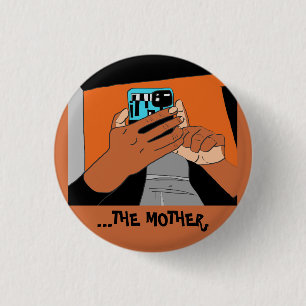 Die mobilen Hände der Mutter Cyan Orange Black Button
