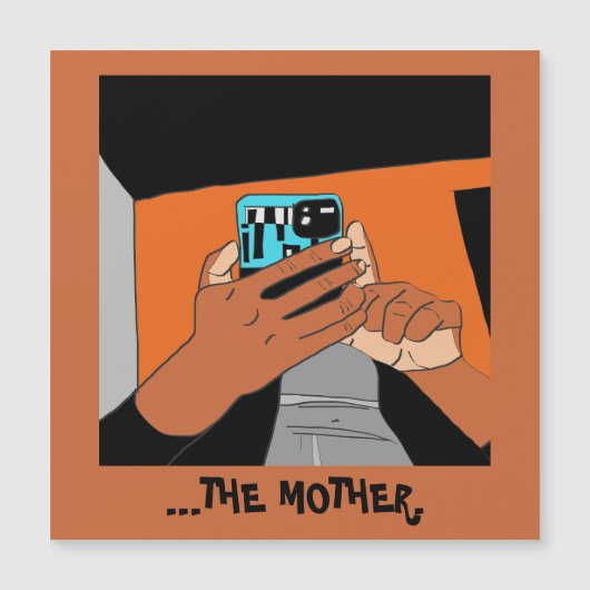Die mobilen Hände der Mutter Cyan Orange Black Magnetkarte (Vorderseite)