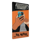 Die mobilen Hände der Mutter Cyan Orange Black Mini Klemmbrett (Schrägansicht)