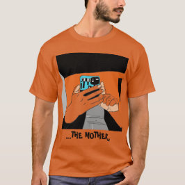 Die mobilen Hände der Mutter Cyan Orange Black T-Shirt