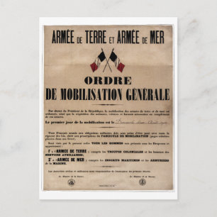 Die Mobilisierung in Frankreich am 1. August 1914 Postkarte