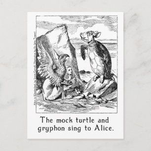 Die Mock Turtle und Gryphon singen für Alice Postkarte