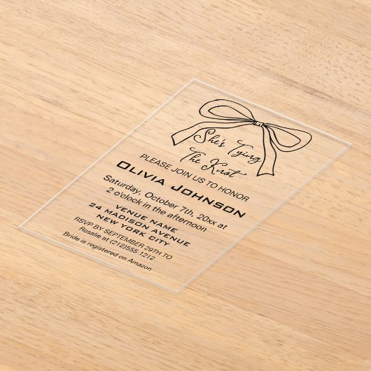 Die moderne Bindung des Brautparty des Knotenschwa Acryleinladungen (Ablage )