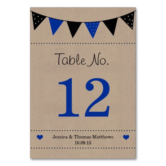 Die moderne Blue Bunting Collection Tischnummer (Rückseite)