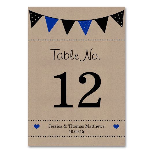 Die moderne Blue Bunting Collection Tischnummer (Rückseite)