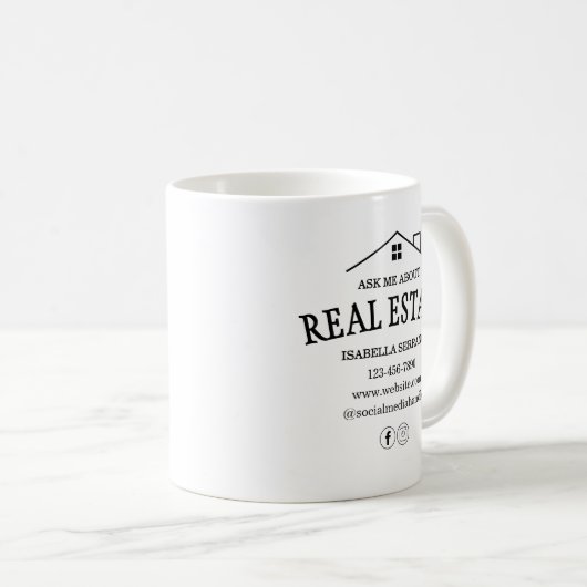 Die Moderne Fragte mich über echtes Anwesen Kaffeetasse (VorderseiteRechts)