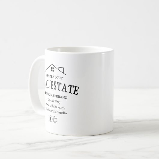 Die Moderne Fragte mich über echtes Anwesen Kaffeetasse (Vorderseite Links)