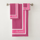 Die moderne Fuchsia-Rose Badhandtuch Set (Insitu)