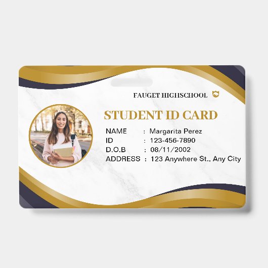 Die moderne Highschool-ID-Karte weiß und braun Ausweis (Front)