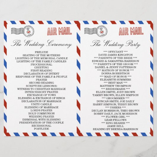 Die moderne Hochzeitskollektion der Luftpost (Rückseite)